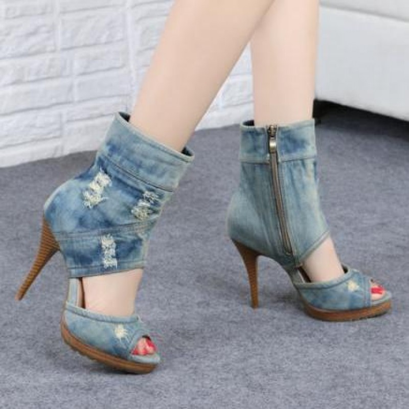 jeans high heels shoes