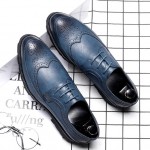 Blue Vintage Wingtip Lace Up Mens Oxfords Loafers Dapperman Dress Shoes Flats