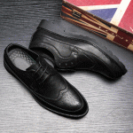 Black Vintage Wingtip Lace Up Mens Oxfords Loafers Dapperman Dress Shoes Flats