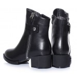 Black Pointed Head Zipper Rider Chelsea Ankle Boots Flats Shoes