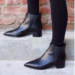 Black Pointed Head V Chelsea Ankle Boots Flats Shoes