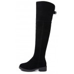 Black Suede Long Knee Rider Boots Shoes