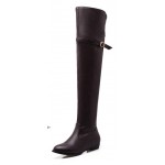 Brown Sexy Long Knee Rider Flats Boots Shoes