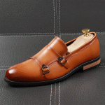 Brown Monk Straps Flats Loafers Dappermen Dapper Mens Dress Shoes