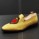 Gold Glitters Red Heart Loafers Dappermen Dapper Mens Dress Shoes