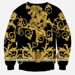 Black Gold Dragons Totem Vintage Mens Long Sleeves Sweatshirt