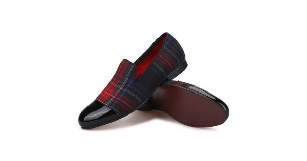 Red plaid loafers shops