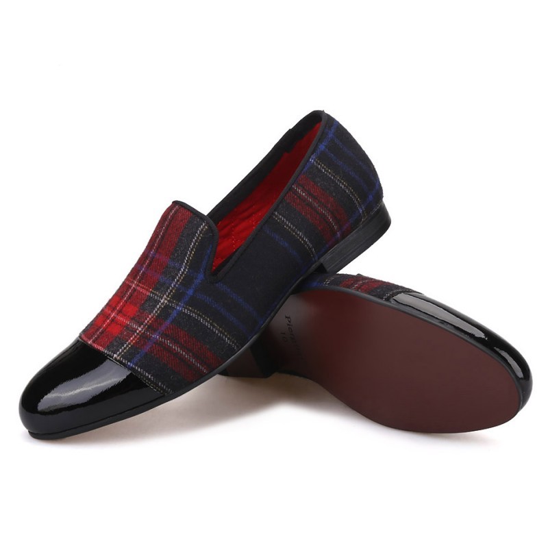 black and red plaid shoes