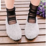 Black Lace Sheer Net Lolita Ankle Short Socks