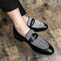 Black Grey Checkers Plaid Houndstooth Dappermen Dapper Loafers Shoes