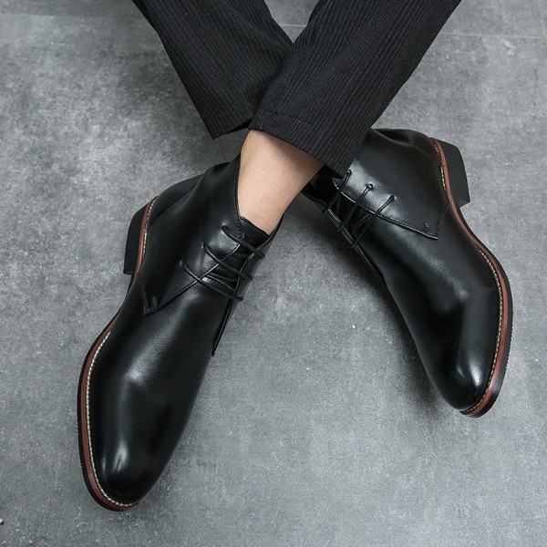 Black Patent Classic Lace Up Ankle Mens Boots Shoes