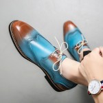 Blue Brown Party Mens Prom Oxfords Shoes