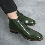 Green Patent Classic Lace Up Ankle Mens Boots Shoes