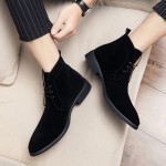 Black Suede Lace Up Ankle Mens Boots Shoes