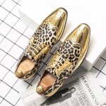 Gold Metallic Leopard Dappermen Dapper Loafers Oxfords Shoes