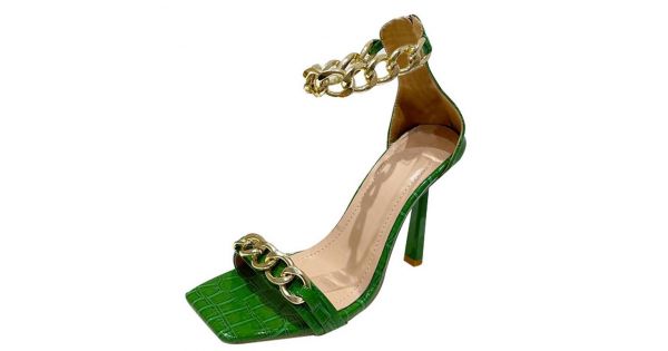 Green and cheap gold heels