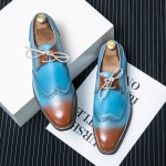 Blue Brown Party Mens Prom Oxfords Shoes