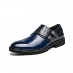 Blue Navy Croc Monk Strap Dappermen Dapper Loafers Shoes