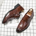 Brown Classic Monk Strap Dappermen Dapper Loafers Shoes