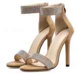 Khaki Sexy Ankle Diamantes Gown High Stiletto Heels Shoes Sandals 