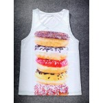 White Colorful Donuts Stack Net Sleeveless Mens T-shirt Vest Sports Tank Top