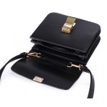 Black Gold Square Metal Snap Box Cross Body Bag Handbag Purse