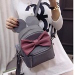 Grey Pink Giant Bow Mouse Ears Mini Backpack Cross Body Bag