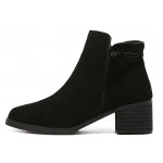 Black Suede Point Head High Heels Ankle Chelsea Boots Shoes