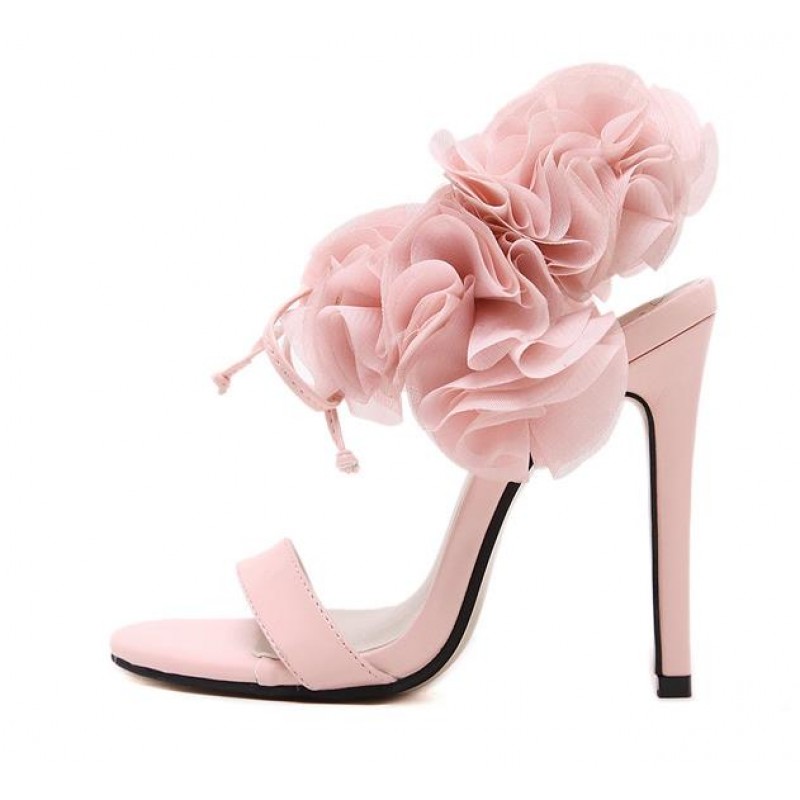 pink floral heeled sandals