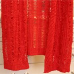 Red Crochet Lace Mid Flounce Sleeves Long Cardigan Sweater Outer Jacket