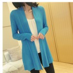 Blue Sky Long Sleeves Knit Thin Cardigan Outer Jacket