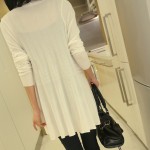 White Long Sleeves Knit Thin Cardigan Outer Jacket