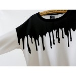 White Black Bloody Paint Drops Long Sleeve Sweatshirts Tops