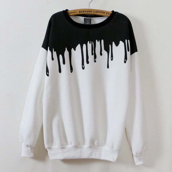 White Black Bloody Paint Drops Long Sleeve Sweatshirts Tops