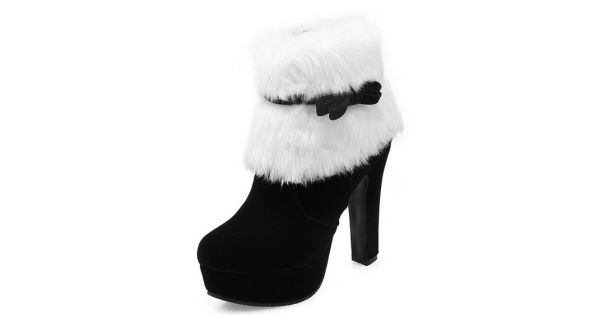 white fur high heels