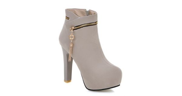 grey high heel ankle boots
