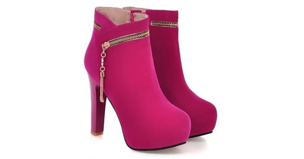 pink high heel boots