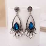 Blue Diamante Crystals Gemstones Glamorous Earrings Ear Drops