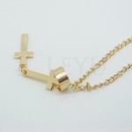 Gold Tri Cross Fancy Chain Earrings Ear Drops