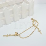 Gold Tri Cross Fancy Chain Earrings Ear Drops