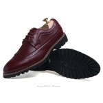 Burgundy Vintage Leather Lace Up Mens Oxfords Flats Dress Shoes