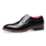 Black Glossy Vintage Leather Lace Up Mens Oxfords Flats Dress Shoes