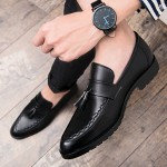 Black Stitches Tassels Dapper Man Oxfords Loafers Dress Flats Shoes