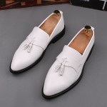 White Pointed Head Tassels Dapper Man Oxfords Loafers Dress Shoes