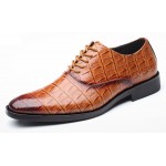 Brown Croc Formal Lace Up Oxfords Business Dress Shoes Flats