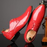 Red Patent Glossy Lace Up Oxfords Business Dress Shoes Flats