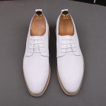 White Leather Pointed Head Lace Up Business Oxfords Dress Shoes