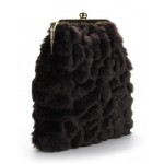 Black Glamorous Rabbit Fur Evening Clutch Purse Jewelry Box