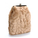 Khaki Brown Glamorous Rabbit Fur Mink Evening Clutch Purse Jewelry Box