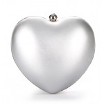 Silver Pearl Heart Diamante Evening Clutch Purse Jewelry Box
